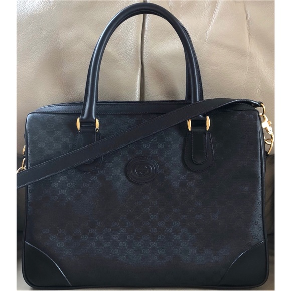 Gucci Handbags - Authentic Vintage Gucci Black Micro GG Monogram Canvas Leather Satchel Bag